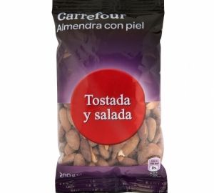 Almendras tostada y salada con piel Carrefour 200 g.