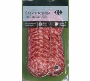 Salchichón Ibérico extra en lonchas Carrefour sin gluten 100 g.