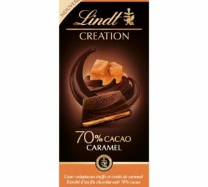 Chocolate negro relleno de caramelo 70% cacao Lindt Dark 150 g.