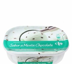 Helado de menta y chocolate Carrefour 1000 ml.