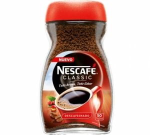 Café soluble natural descafeinado Nescafé 100 g.