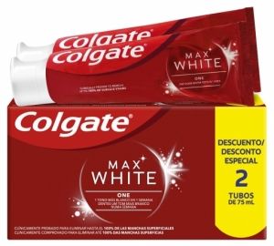 Dentífrico blanqueador 1 tono más blanco en 1 semana Max White One Colgate pack de 2 unidades de 75 