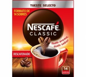 Café soluble descafeinado en sobres Nescafé Classic 14 ud.