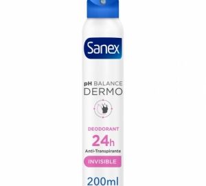 Desodorante en spray dermo invisible 24h anti-transpirante pH Balance Sanex 200 ml.