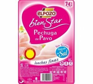 echuga de pavo en finas lonchas El Pozo Bienstar 85 g.