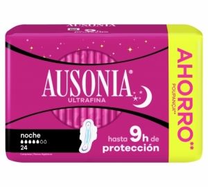 Compresas con alas para noche ultrafina Ausonia 24 ud.