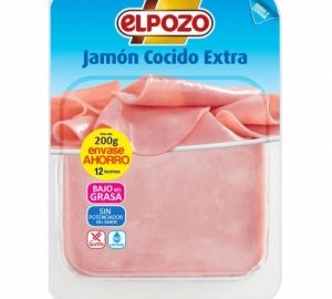 Jamón cocido extra lonchas finas bajo contenido en grasas Carrefour 200 g.