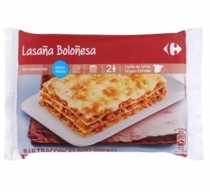 Lasaña boloñesa Carrefour 500 g.