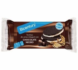 Tortitas de arroz integral con chocolate negro Bicentury 130 g.