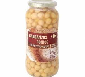 Garbanzos cocidos categoría extra Carrefour 400 g.