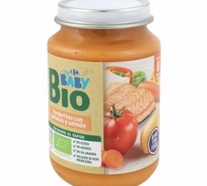 Tarrito de verduritas con patata y salmón desde 8 meses ecológico Carrefour Baby Bio sin gluten 200 