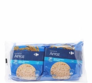 Tortitas de arroz Carrefour pack de 4 unidades de 33 g.