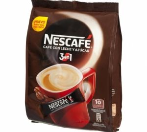 Café soluble con leche y azúcar 3 en 1 Nescafé pack de 10 sobres de 80 g.