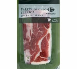 Paleta de cebo ibérica en lonchas Carrefour 100 g.