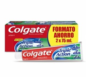 Dentífrico anticaries blanqueador frescor menta Triple Action Colgate pack de 2 unidades de 75 ml.