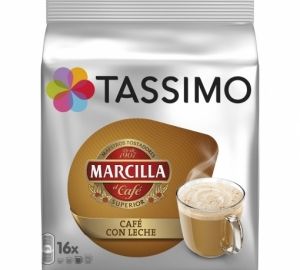 Café con leche en cápsulas Marcilla Tassimo 16 unidades de 11,5 g.