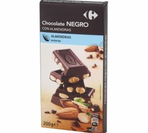 Chocolate negro con almendras enteras Carrefour 200 g.